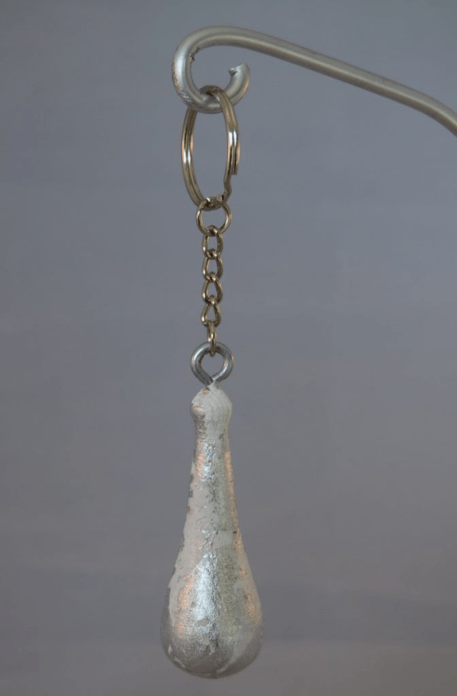 druppel sleutelhanger - blad zilver